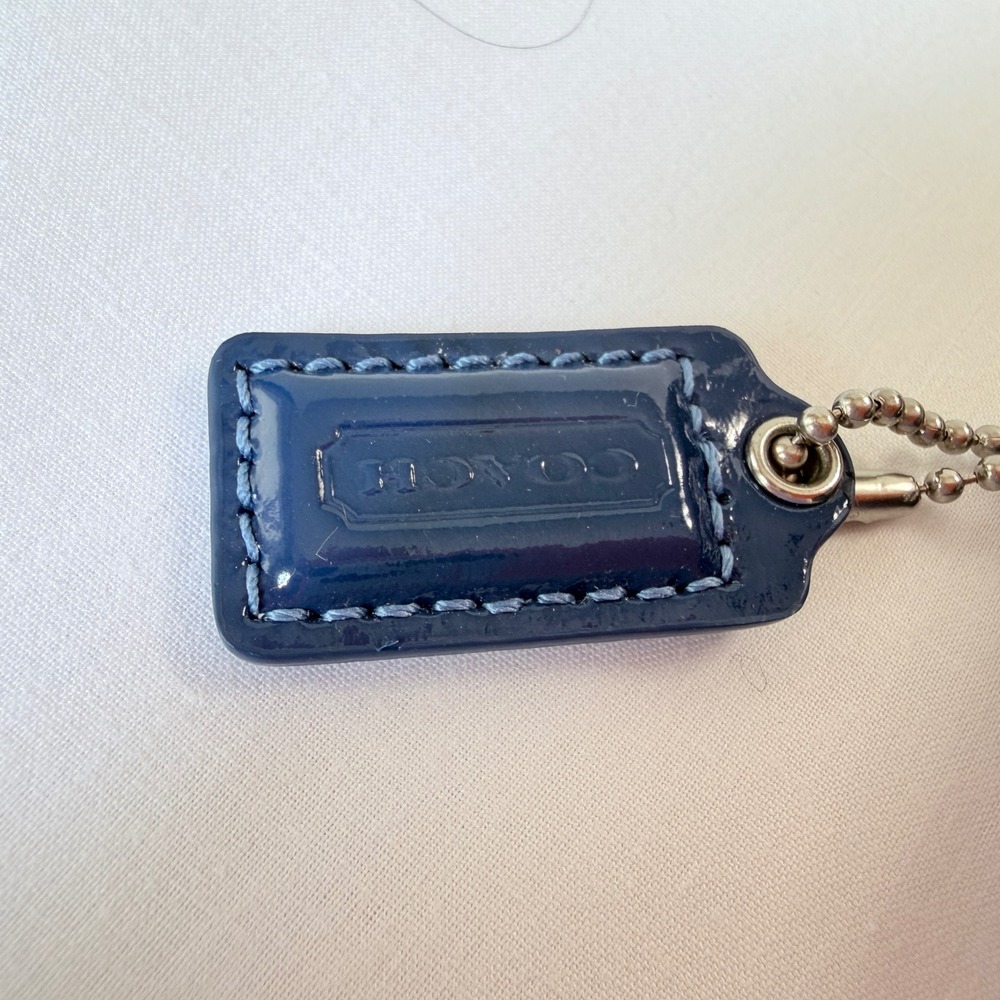 Coach Kisslock Coin Purse Women Small Blue Patent Leather Pouch Wallet - Picture 5 of 10